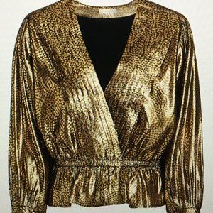 JOIE NADEEN METALLIC TOP in Gilded, Size XXS